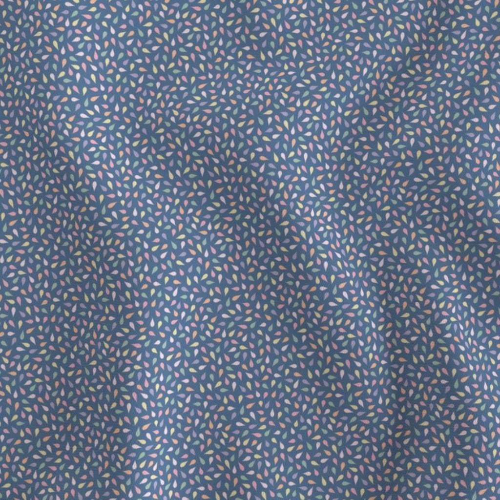 Dark Blue ditsy confetti fabric showing the dark blue ditsy confetti petal print on cotton quilting fabric