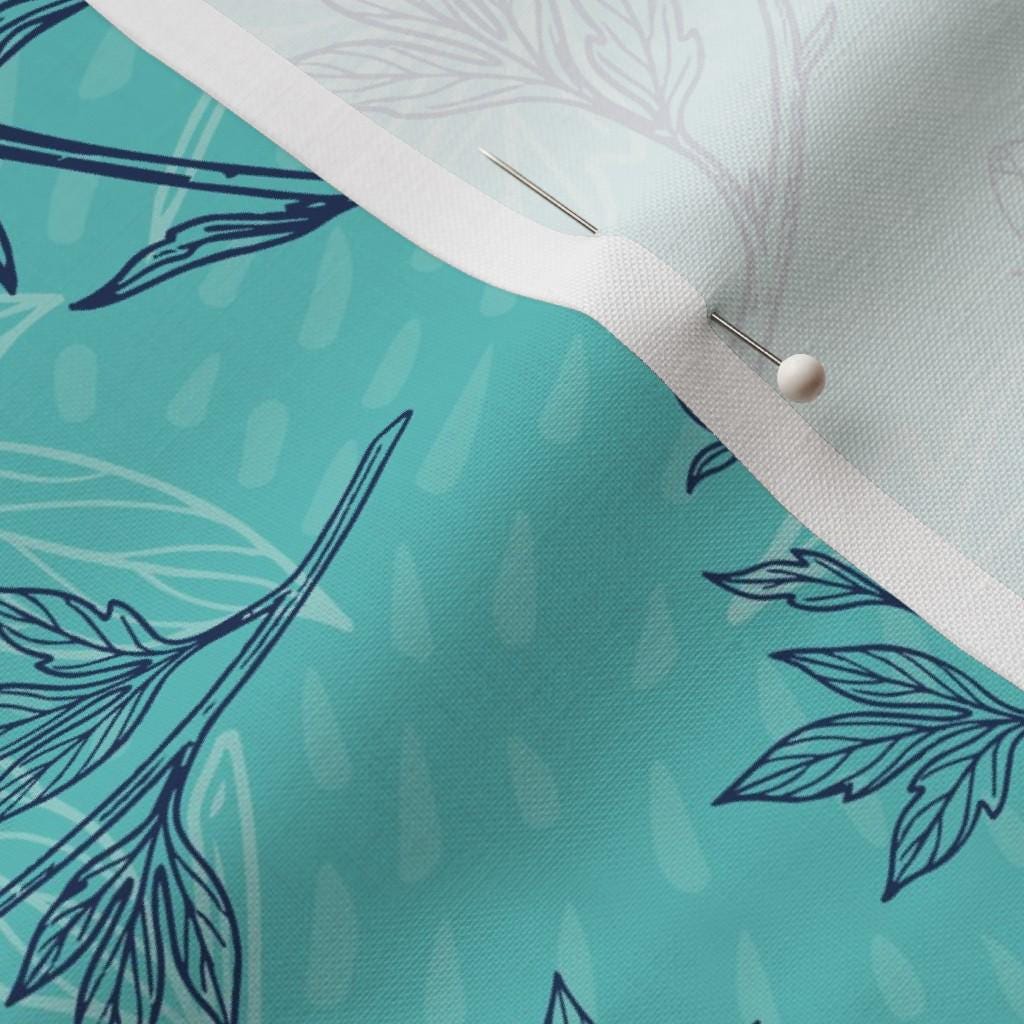 Aqua peony sketch floral blender quilting cotton, printed pattern view