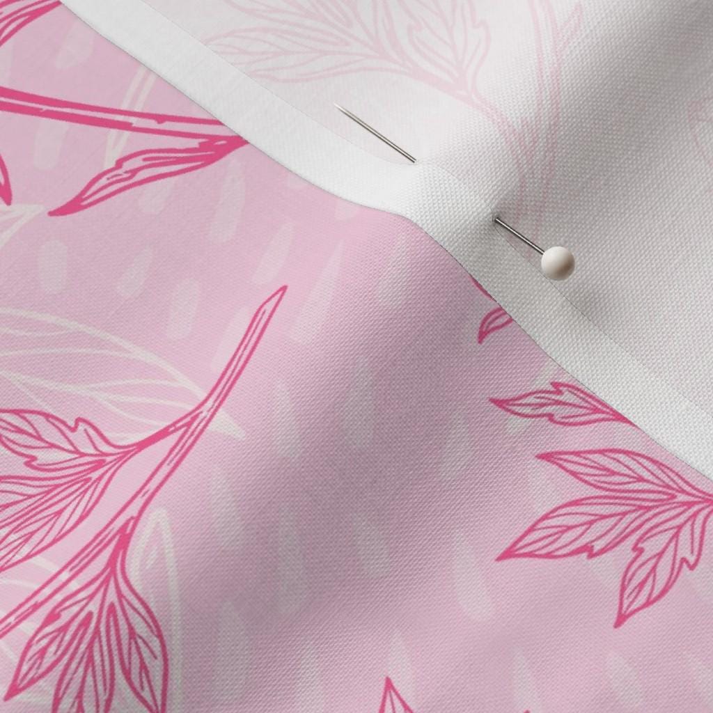 Pink peony stems on blush blender quilting cotton, printed pattern view