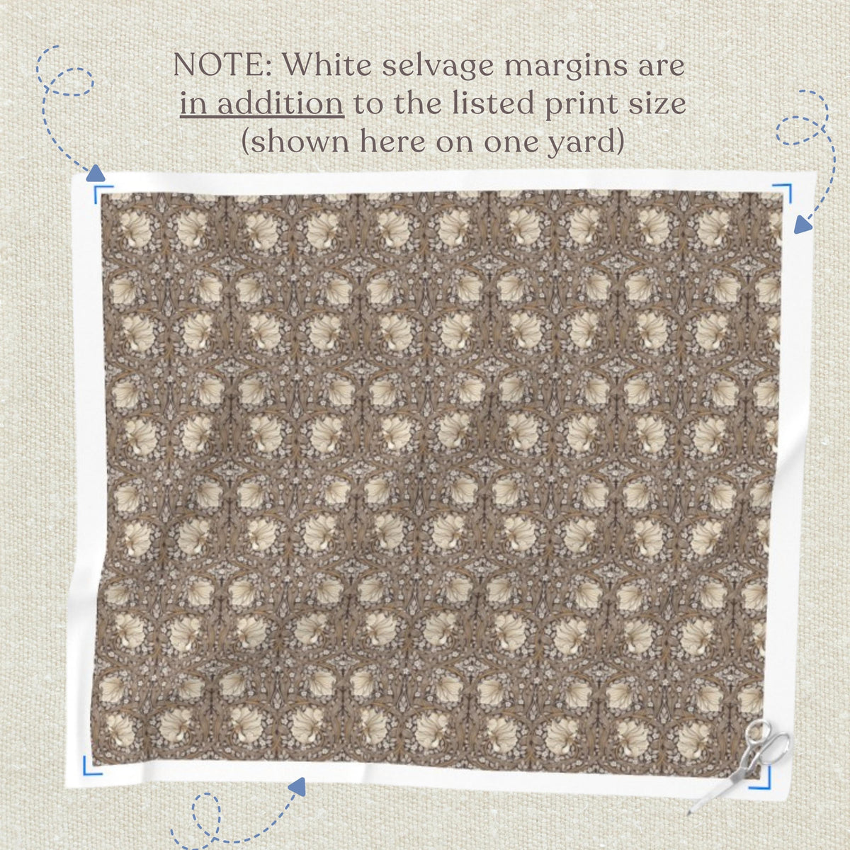 Warm neutral taupe William Morris Pimpernel quilting fabric print