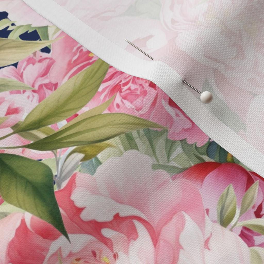 Navy peony floral fabric for sewing and home decor