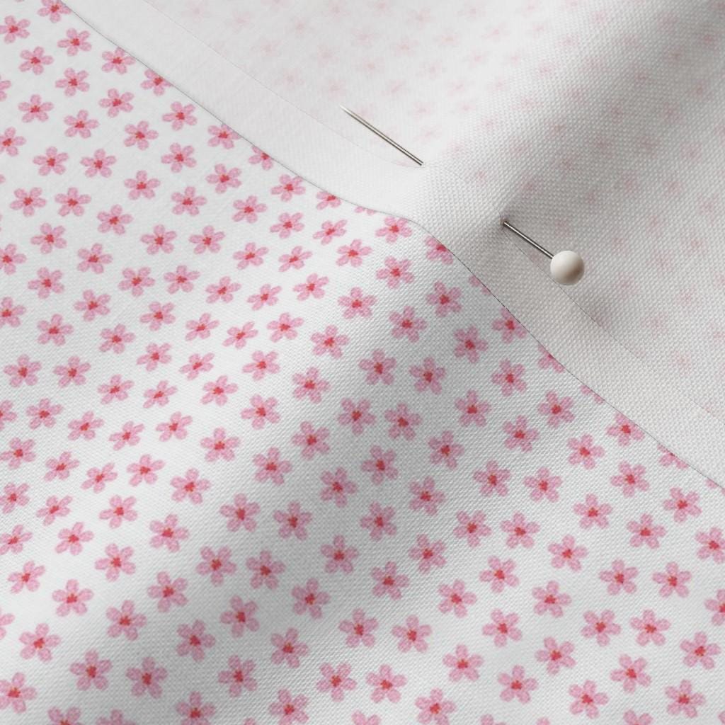 Pink ditsy floral fabric – tiny pink flower quilting cotton fabric by the yard