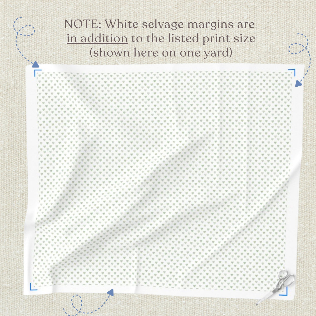 Sage tiny watercolor hearts quilting fabric print