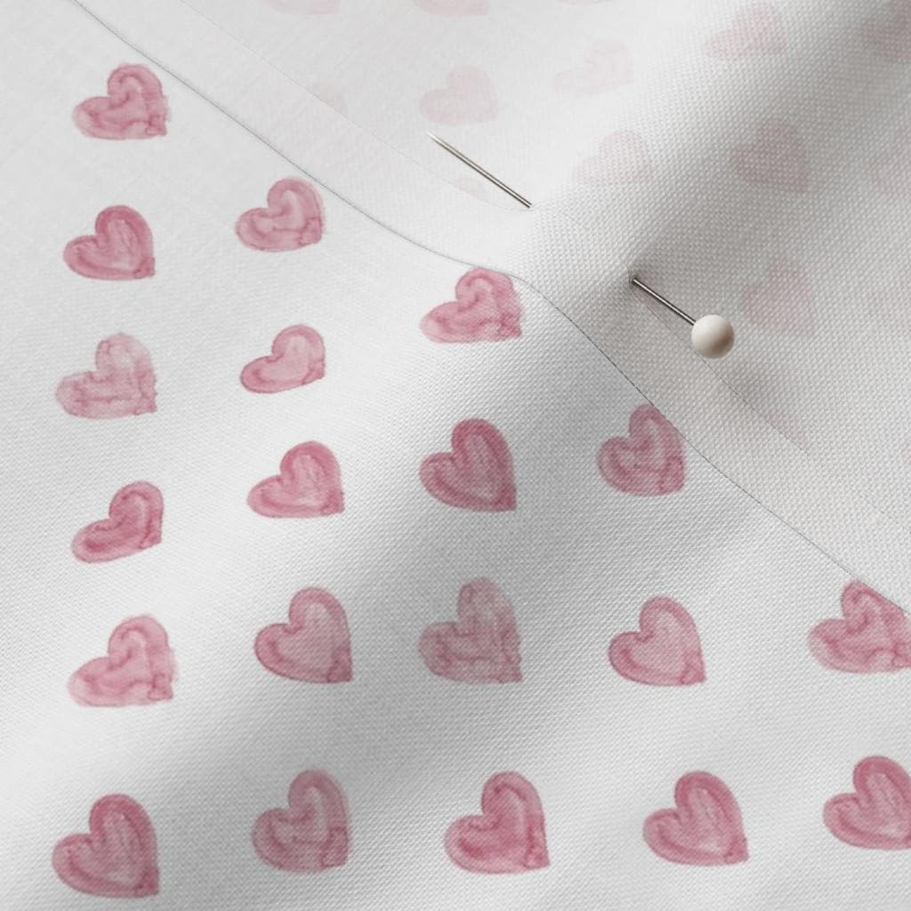 Blush pink tiny watercolor hearts quilting cotton, printed pattern view