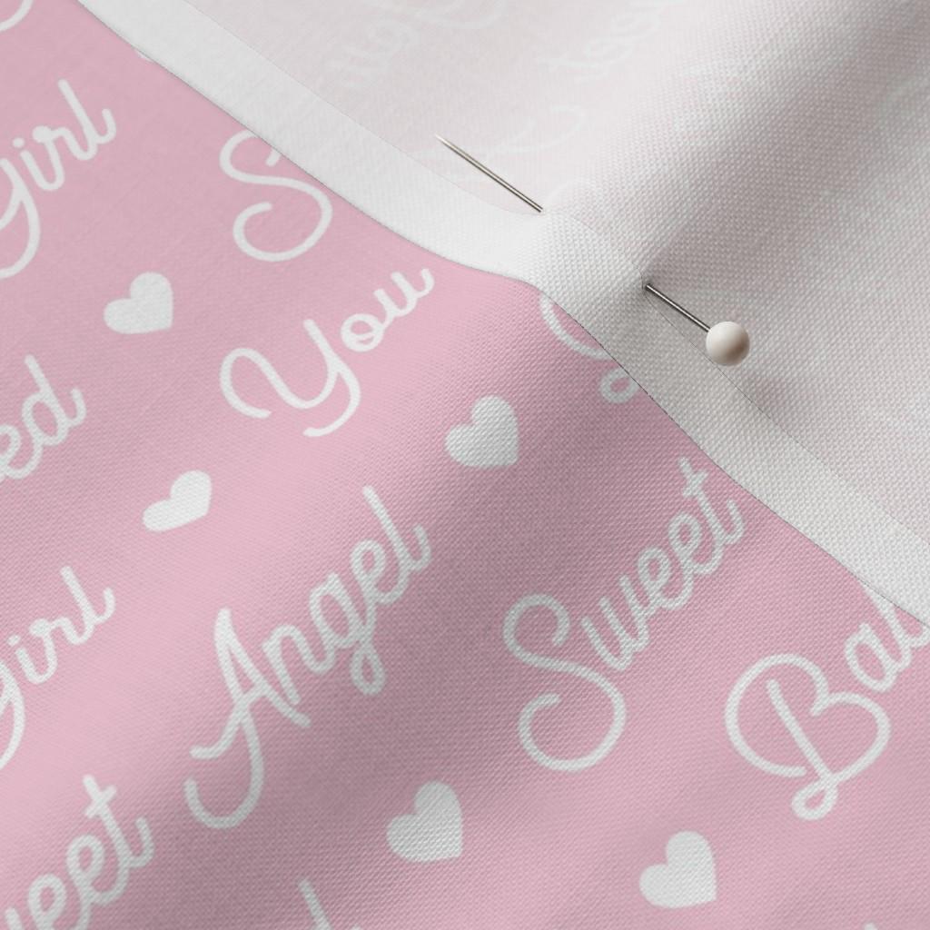 Handwritten script fabric print with the words Baby Girl, Sweet Angel and You're So Loved
