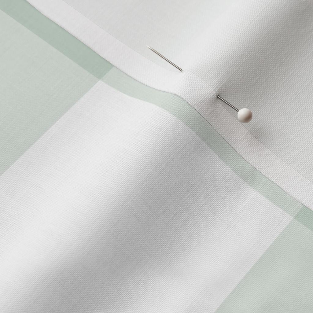 Large sage green gingham print detail on 3 in check gingham fabric