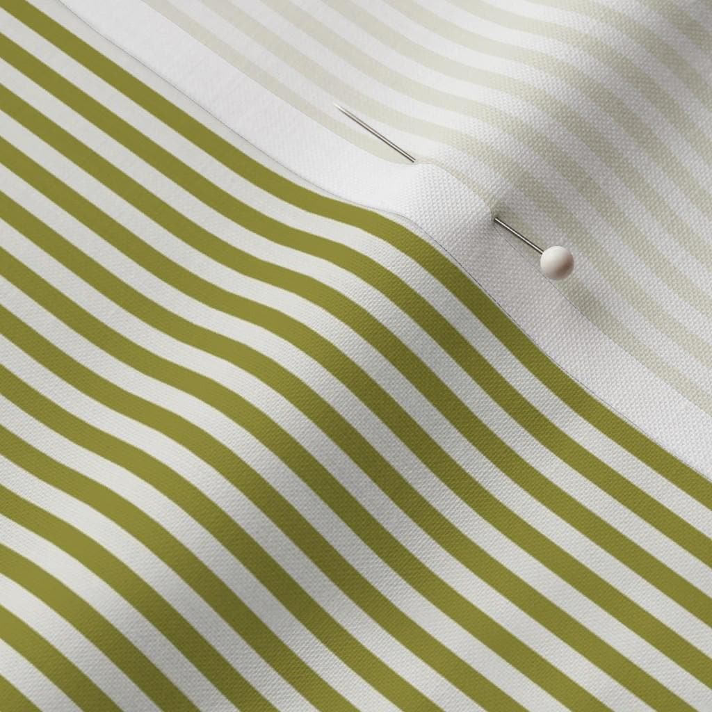 Chartreuse candy stripe quilting cotton close-up – 1/8 inch chartreuse green and creamy white ticking stripe fabric by the yard