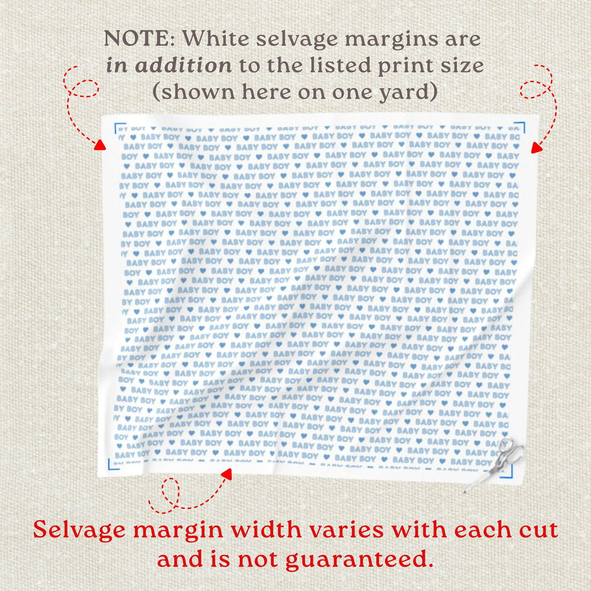 Baby Boy word fabric, 100% cotton yardage and fat quarters