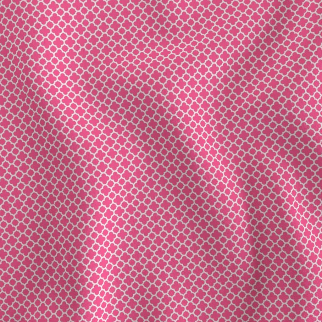 Hot pink and cream mini quatrefoil quilting cotton fabric by the yard