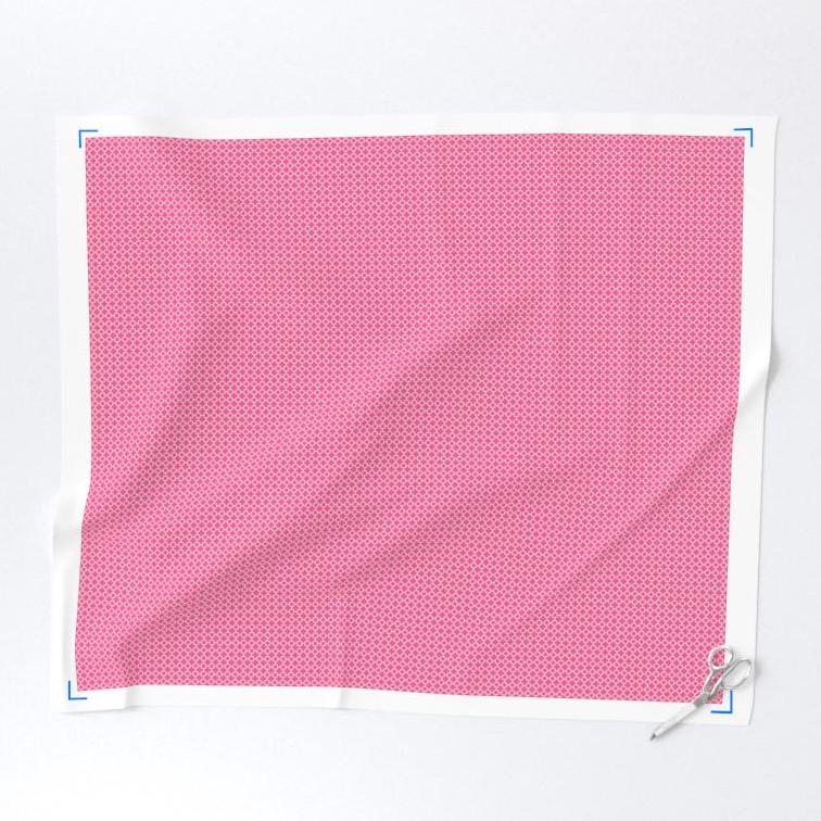 Hot pink and cream mini quatrefoil quilting fabric print