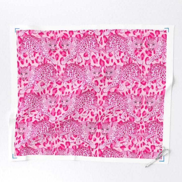 Quilting cotton in hot pink leopard fabric with hot pink leopard animal design